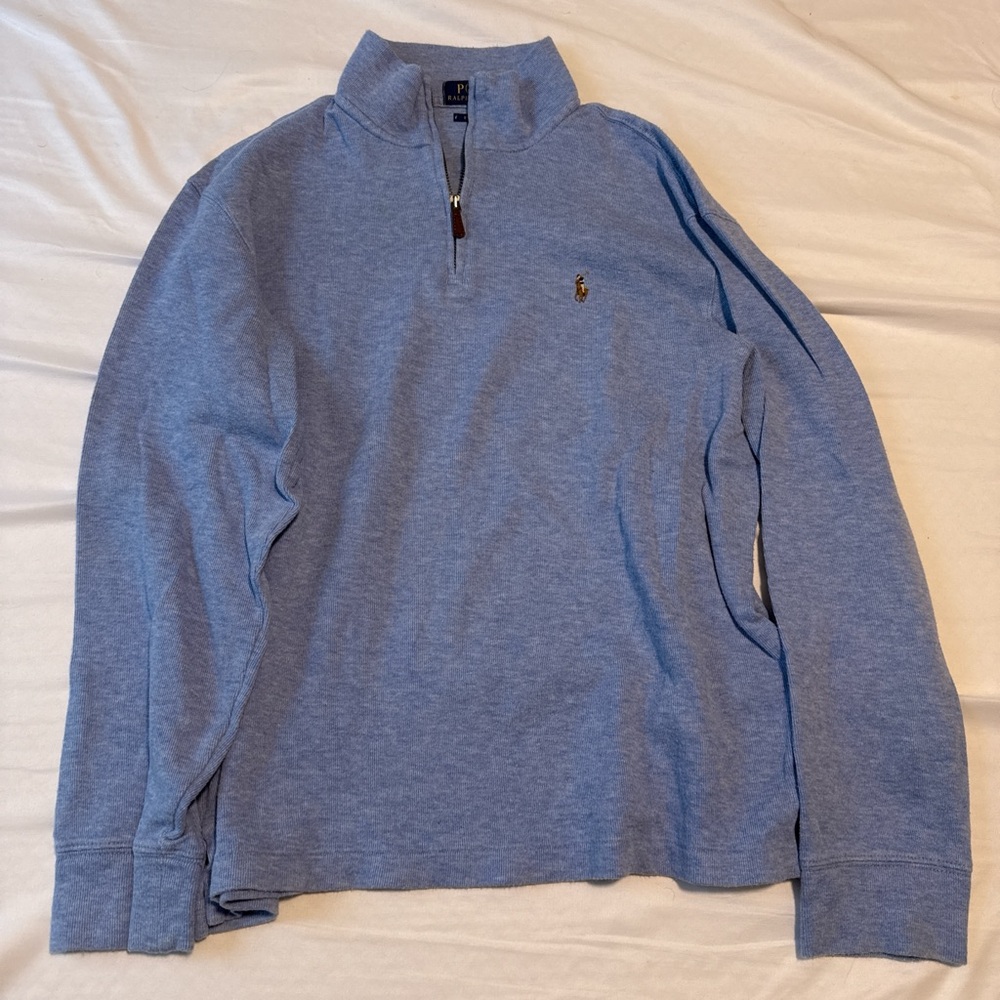 Ralph Lauren Men's Light Blue Zip-Up Sweater